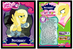 Size: 3100x2110 | Tagged: safe, artist:rinmitzuki, oc, oc only, oc:psychoshy, pegasus, pony, fallout equestria, fallout equestria: project horizons, power hoof, text, trading card