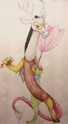 Size: 373x669 | Tagged: safe, artist:pechenyuha, derpibooru import, discord, solo, traditional art