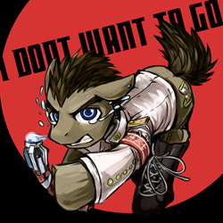 Size: 800x800 | Tagged: safe, artist:saturnspace, derpibooru import, doctor whooves, clothes, crying, danganronpa, doctor who, i don't want to go, kiyotaka ishimaru, parody, solo, sonic screwdriver