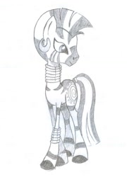 Size: 958x1329 | Tagged: safe, artist:sigmanas, derpibooru import, zecora, zebra, monochrome, pencil drawing, solo, traditional art