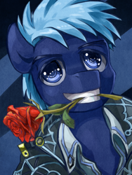 Size: 600x800 | Tagged: safe, artist:saturnspace, derpibooru import, star hunter, clockwise whooves, jack harkness, mouth hold, solo