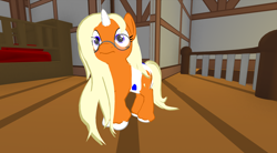 Size: 1920x1058 | Tagged: safe, oc, oc only, oc:dreamsicle, diaper, filly, foal, scrunchy face, second life, solo