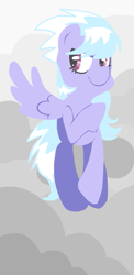 Size: 489x1000 | Tagged: safe, artist:coggler, derpibooru import, cloudchaser, pegasus, pony, female, mare, purple coat, solo, two toned mane, wings