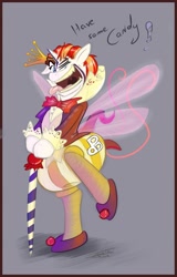 Size: 1089x1706 | Tagged: safe, artist:pimander1446, oc, oc only, oc:dbpony, pony, unicorn, cosplay, king candy, wreck-it ralph