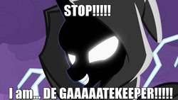 Size: 1280x720 | Tagged: safe, derpibooru import, edit, atmosfear, image macro, nightmare, quote, solo, text, the gatekeeper