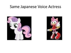 Size: 960x720 | Tagged: safe, derpibooru import, sweetie belle, amy rose, crossover, exploitable meme, japanese, meme, same voice actor, sonic the hedgehog (series), taeko kawata