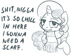 Size: 1789x1381 | Tagged: safe, artist:derkrazykraut, oc, oc only, oc:marker pony, 4chan, clothes, scarf, sketch, vulgar