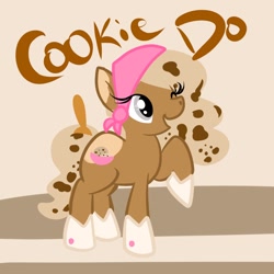 Size: 894x894 | Tagged: safe, artist:melting-milkyway, derpibooru import, oc, oc only, food pony, original species, cookie dough, solo, spoon