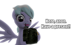 Size: 960x600 | Tagged: safe, artist:pinkie diane roosevelt phd, derpibooru import, cloudchaser, 3d, gmod, reaction image, satchel charge, seems legit, solo