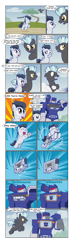 Size: 2550x8663 | Tagged: safe, artist:inspectornills, derpibooru import, rumble, thunderlane, comic, crossover, gatling laser, not salmon, pointy ponies, pun, soundwave (transformers), transformers, wat