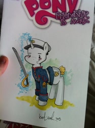 Size: 764x1024 | Tagged: safe, artist:katiecandraw, derpibooru import, marine, ponified, sergeant, sword