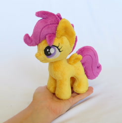 Size: 2579x2612 | Tagged: safe, artist:fireflytwinkletoes, derpibooru import, scootaloo, cute, hand, irl, photo, plushie, small