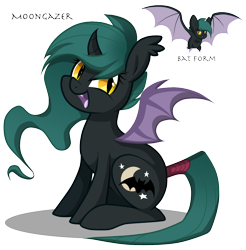 Size: 1276x1299 | Tagged: safe, artist:turrkoise, derpibooru import, oc, oc only, oc:moongazer, bat, bat pony, pony, solo