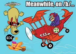 Size: 468x334 | Tagged: safe, derpibooru import, scootaloo, /b/, 4chan, aircraft, chickun, dastardly and muttley in their flying machines, dick dastardly, exploitable meme, forced meme, imageboard, meme, muttley, plane, scootachicken, yankee doodle pigeon