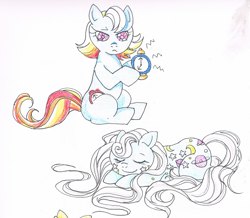 Size: 2249x1961 | Tagged: safe, artist:reannaking, derpibooru import, night glider (g1), twinkle eyed pony, g1, bright eyes (twinkle eyed pony), traditional art