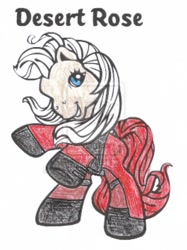 Size: 600x802 | Tagged: safe, artist:bandietineendoos, derpibooru import, desert rose, g3, dante (devil may cry), devil may cry, dmc, ponified, solo, traditional art, watermark