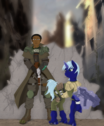 Size: 816x979 | Tagged: safe, artist:sonson-sensei, derpibooru import, oc, human, fallout equestria, courier, fallout, fallout 3, fallout: new vegas, gun, ponified, sydney (fallout 3)