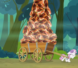 Size: 780x680 | Tagged: safe, sweetie belle, sleepless in ponyville, burger, cart, everfree forest, food, hamburger, sweetieburger