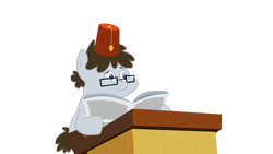 Size: 1920x1080 | Tagged: safe, artist:amana07, derpibooru import, truffle shuffle, colt, fez, foal, glasses, hat, newspaper, simple background, solo, transparent background, vector