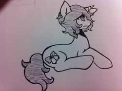 Size: 2592x1936 | Tagged: safe, artist:pedoren, derpibooru import, oc, oc only, pony, unicorn, monochrome, solo, traditional art