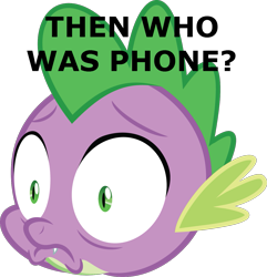 Size: 1209x1252 | Tagged: safe, derpibooru import, spike, dragon, face, head, image macro, solo, text, then who was phone