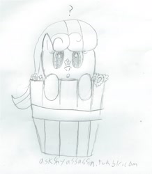 Size: 1247x1433 | Tagged: safe, artist:2shyshy, derpibooru import, junebug, 30 minute art challenge, basket, bucket, flower, traditional art