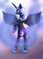 Size: 3990x5500 | Tagged: safe, artist:sabeminth, derpibooru import, nightmare moon, pony, bipedal, solo