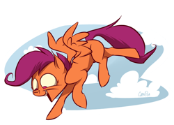 Size: 700x500 | Tagged: safe, artist:capnpea, scootaloo, flying, scootaloo can fly, solo