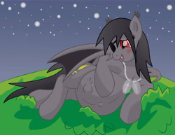 Size: 13200x10200 | Tagged: safe, artist:xniclord789x, derpibooru import, oc, oc only, oc:falling star, bat pony, pony, absurd resolution, belly button, blushing, dog tags, eyepatch, female, kicking, mare, pregnant, solo