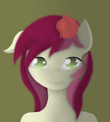 Size: 848x942 | Tagged: safe, artist:glittersonyourface, roseluck, earth pony, pony, bust, female, mare, rose, solo, two toned mane