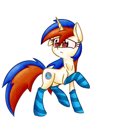 Size: 900x900 | Tagged: safe, artist:lemon-heartss, pony, unicorn, browser ponies, clothes, internet browser, safari, socks, solo, striped socks