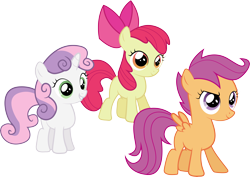 Size: 8152x5774 | Tagged: safe, artist:silentmatten, derpibooru import, apple bloom, scootaloo, sweetie belle, absurd resolution, cutie mark crusaders, simple background, transparent background, vector