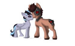 Size: 1300x800 | Tagged: safe, artist:ambrosiakitsune, derpibooru import, oc, oc only, robot, female, male, shipping, straight, unshorn fetlocks