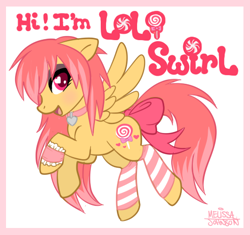 Size: 498x468 | Tagged: safe, artist:nauticaldog, derpibooru import, oc, oc only, oc:loli swirl, pegasus, pony, leg warmers, solo