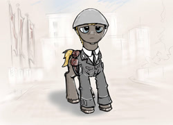 Size: 1280x922 | Tagged: safe, artist:agm, derpibooru import, earth pony, pony, clothes, east germany, helmet, military, uniform