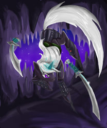 Size: 800x960 | Tagged: safe, artist:drizzthunter, derpibooru import, unicorn, drizzt do'urden, dungeons and dragons, forgotten realms, magic, ponified, solo, sword