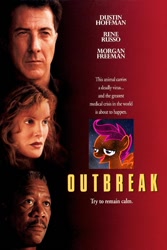 Size: 698x1048 | Tagged: safe, derpibooru import, scootaloo, chickun, dustin hoffman, exploitable meme, forced meme, morgan freeman, movie, movie poster, outbreak, rene russo