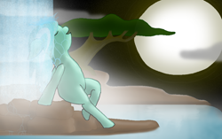 Size: 1026x644 | Tagged: safe, artist:pokoyo40, derpibooru import, lyra heartstrings, pony, unicorn, female, green coat, horn, mare, solo, two toned mane