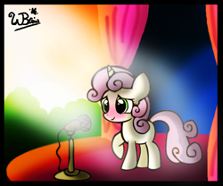 Size: 800x665 | Tagged: safe, artist:neoncabaret, sweetie belle, blushing, song, voice