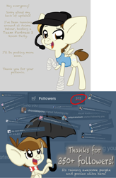 Size: 1280x1948 | Tagged: safe, artist:minkidoodles, featherweight, bandage, clothes, featherweight responds, followers, hat, headset, scarf, scout, shirt, team fortress 2, tumblr, umbrella, whistle