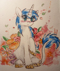 Size: 3110x3702 | Tagged: safe, artist:smartmeggie, derpibooru import, oc, oc only, oc:meggie, classical unicorn, cloven hooves, leonine tail, solo, traditional art