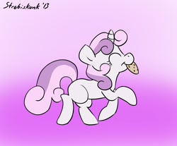 Size: 803x666 | Tagged: safe, artist:strebiskunk, derpibooru import, sweetie belle, cookie, mouth hold, solo