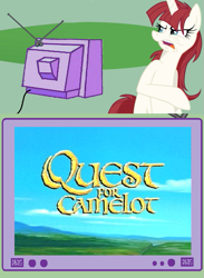 Size: 563x771 | Tagged: safe, derpibooru import, oc, oc only, oc:fausticorn, disgusted, exploitable meme, lauren faust, old shame, ponibooru leftovers, quest for camelot, tv meme