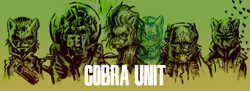 Size: 1280x464 | Tagged: safe, artist:ponetron, derpibooru import, cobra unit, group shot, konami, metal gear, ponified, style emulation, text, the boss, the cobra unit, the end, the fear, the fury, the joy, the sorrow, yoji shinkawa