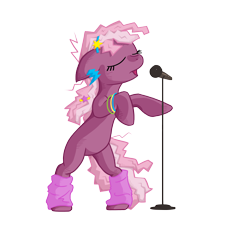 Size: 2658x2400 | Tagged: safe, artist:elegantmisreader, cheerilee, pony, 80s, 80s cheerilee, bipedal, leg warmers, microphone, singing