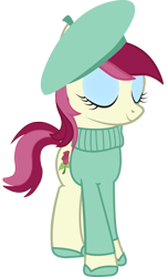 Size: 1000x1641 | Tagged: safe, artist:cool77778, derpibooru import, roseluck, beret, clothes, simple background, solo, sweater, transparent background, vector