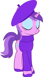 Size: 1000x1641 | Tagged: safe, artist:cool77778, derpibooru import, amethyst star, sparkler, beret, clothes, simple background, solo, sweater, transparent background, vector