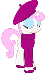 Size: 1000x1568 | Tagged: safe, artist:cool77778, derpibooru import, twinkleshine, beatnik, beret, clothes, simple background, solo, sweater, transparent background, vector