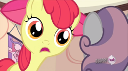 Size: 1440x808 | Tagged: safe, screencap, apple bloom, sweetie belle, earth pony, pony, one bad apple, female, filly