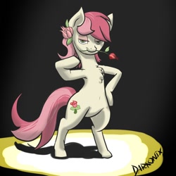 Size: 900x900 | Tagged: safe, artist:darkonix, roseluck, pony, 30 minute art challenge, bipedal, chest fluff, rose